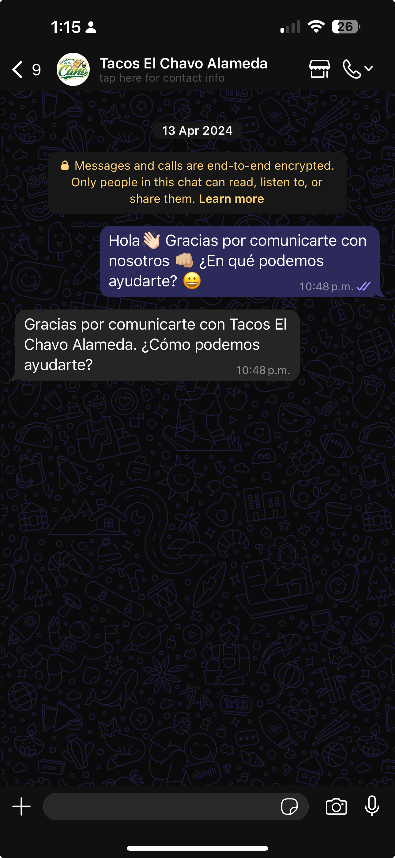 WhatsApp Chat TacosDeLaCano